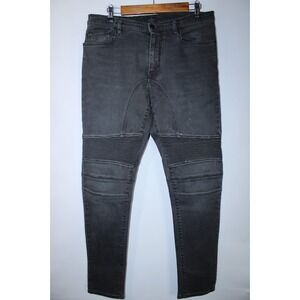 Belstaff Men's Size 31 Black Stretchy Tapered Biker Motorcycle Ribbed Jeans